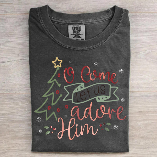 Oh Come Let Us Adore Him Retro T-shirt