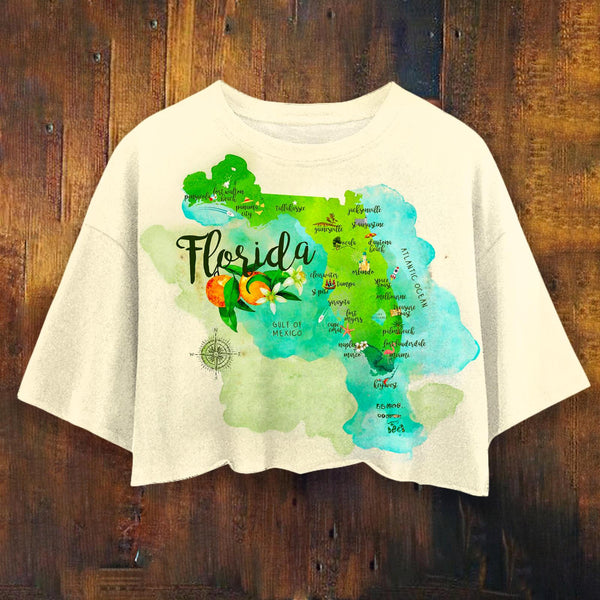 Women's Florida Print Umbilized T-shirt