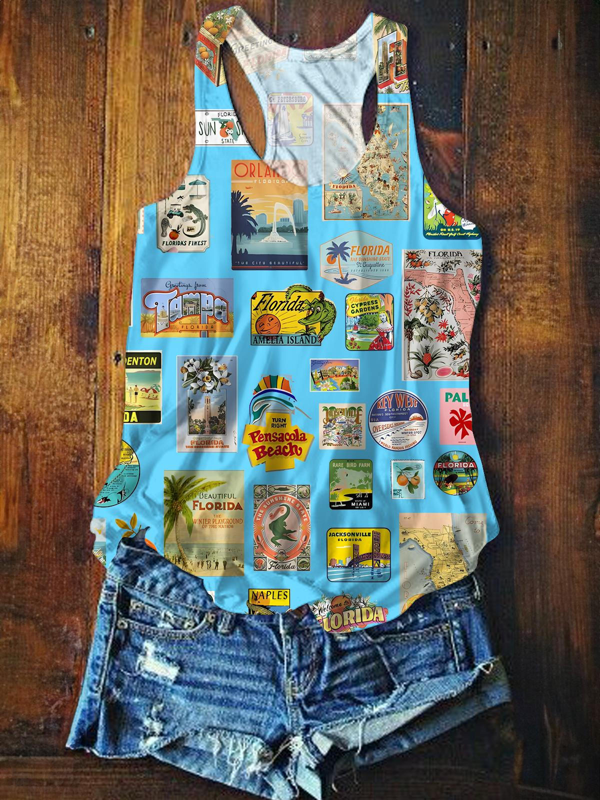Florida Printed Casual Tank Top