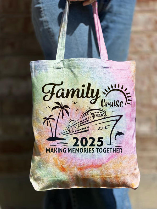 Bolso de lona con cremallera y estampado tie-dye para el hombro de Family Cruise 