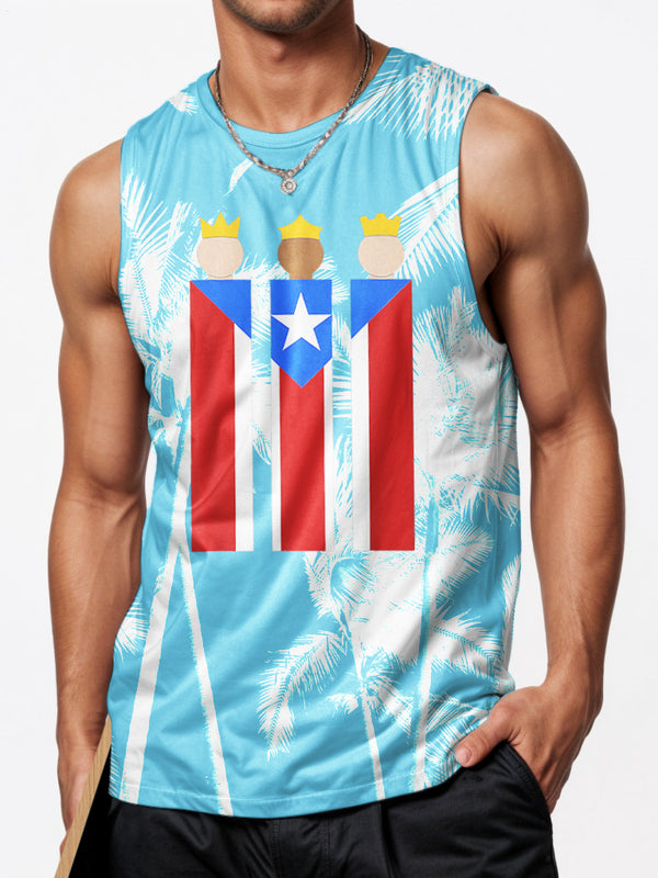 Puerto Rican Print Sports Crew Neck Vest