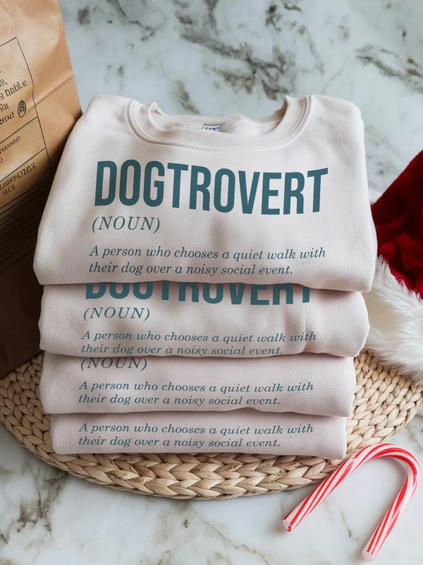 Dogtrovert Noun Anti Social Dog Moms Club Long Sleeve Casual Top