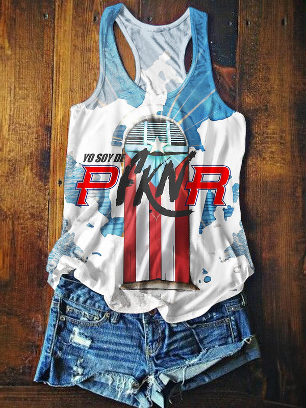 Badbunny Puerto Rican Print Casual Tank Top