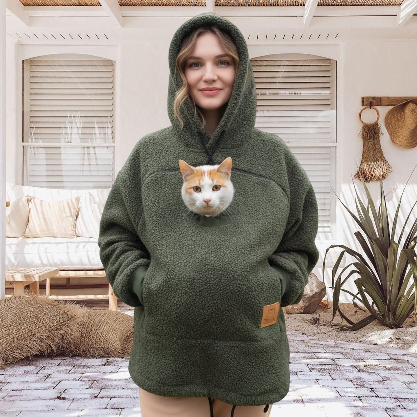 Pet Care Hoodie Long Sleeve Warm Fall Winter Pullover Sweatshirt with Dog Pouch for Outdoor Dog Walking generous