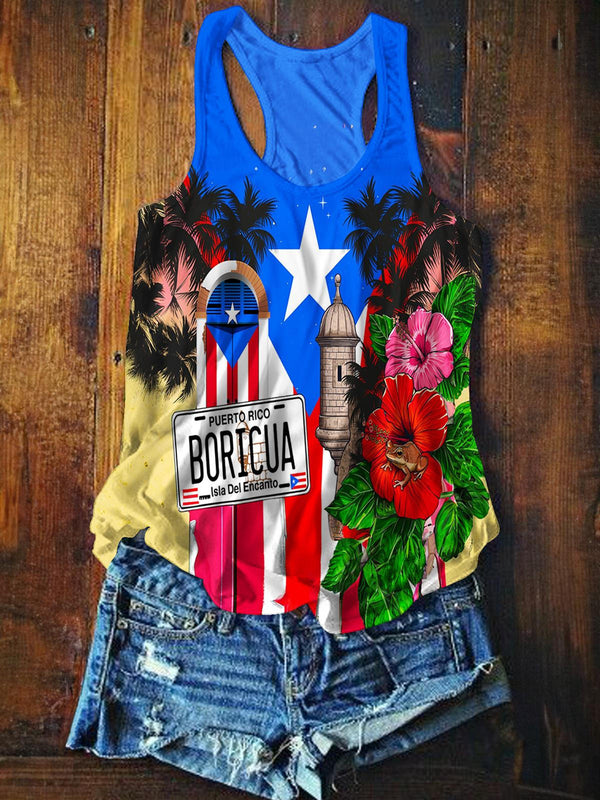 Puerto Rican Printed Casual Tank Top