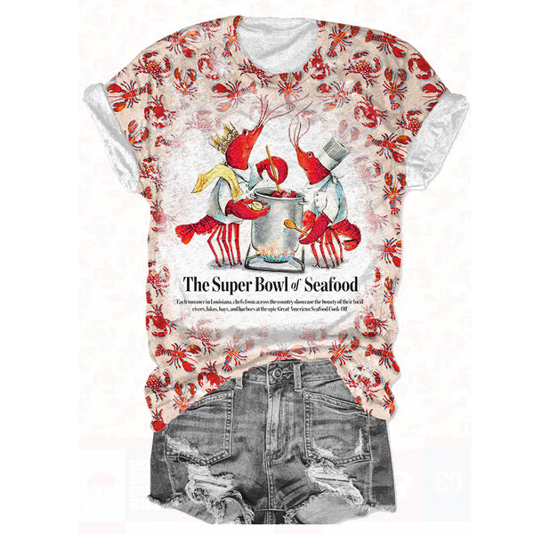 Crayfish Party Print Crew Neck T-shirt