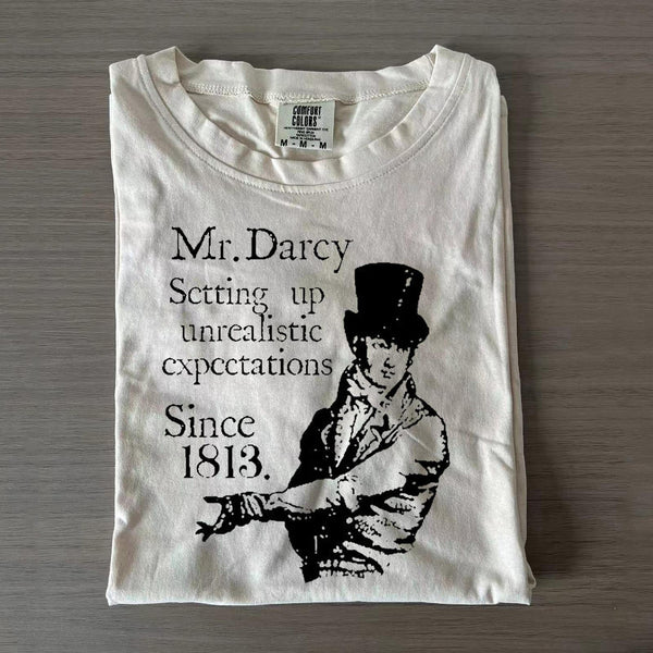 Pride and Prejudice Portrait Print Crew Neck T-shirts