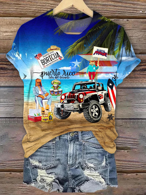 BadBunny Puerto Rico Crew Neck T-shirt