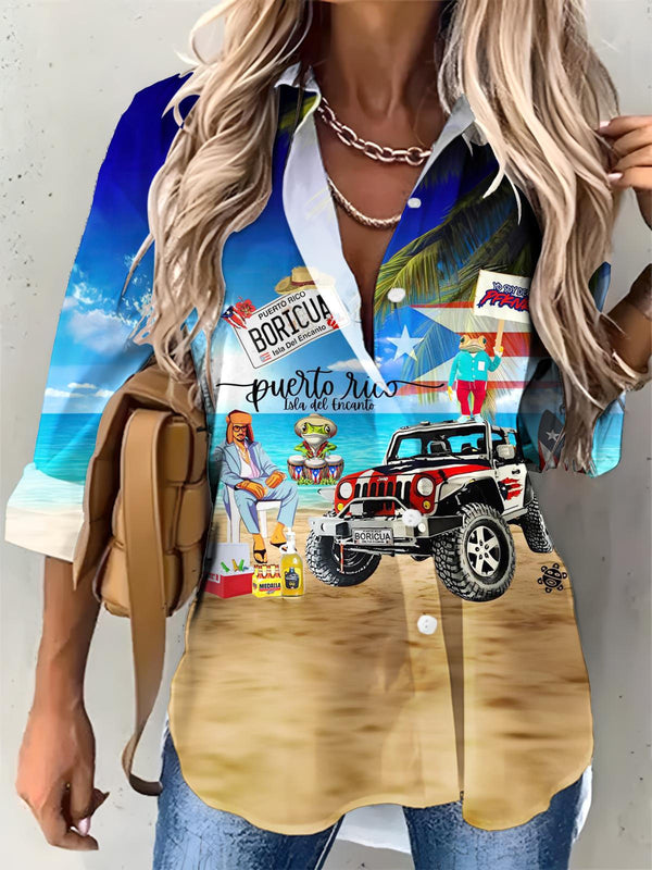 Puerto Rico Women's Printed Casual Shirt