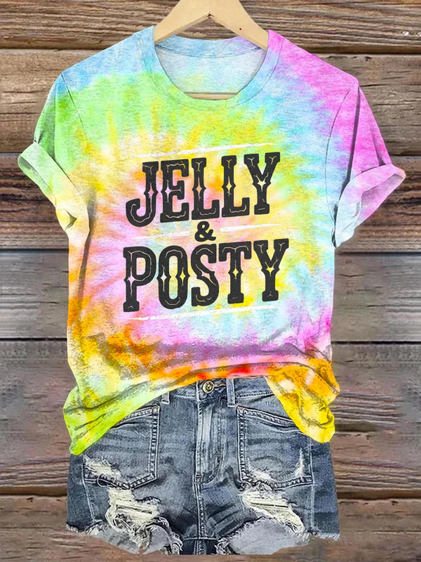 Post Malone Jelly Roll Tie-Dye Print Crew Neck T-shirt