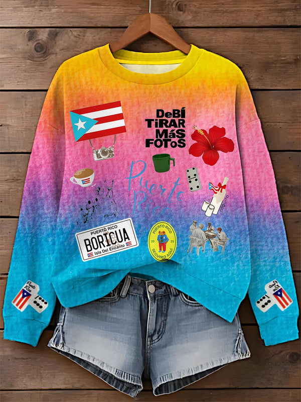 Top informal de manga larga con estampado Summer Vibes de Dtmf 
