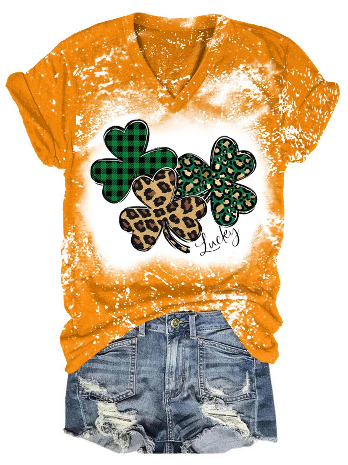 Women's St. Patrick's Day Clover Tie Dye T-Shirt