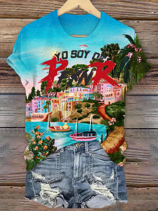 BadBunny Puerto Rico Crew Neck T-shirt