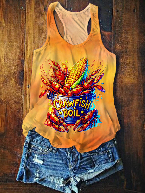 Crawfish Boil Printed Casual Tank Top