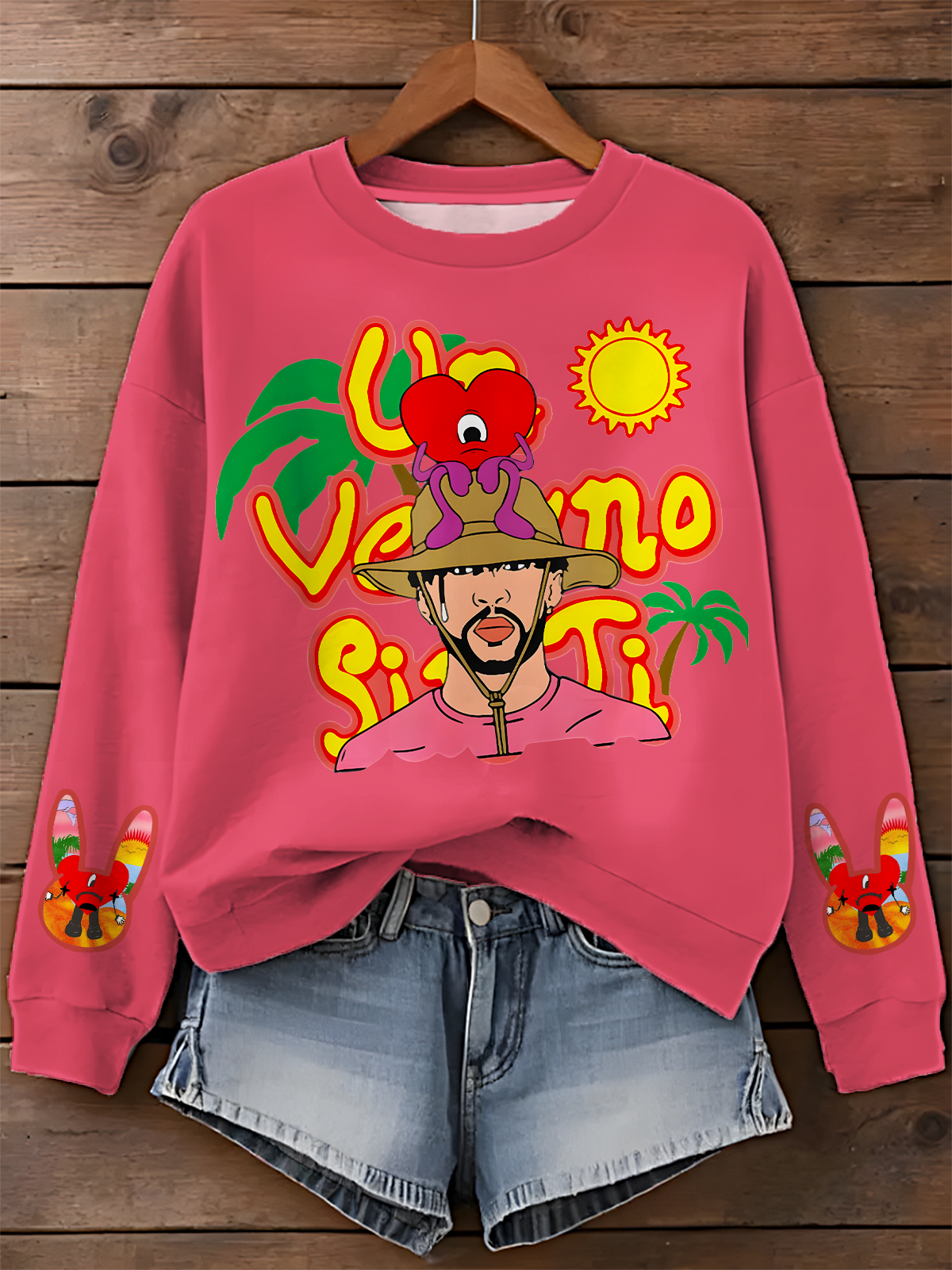 Bad Bunny Un Verano Worlds Hottest Tour Sin Ti Merch Printed Long Sleeve Casual Top