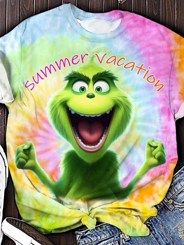 Summer Vacation Fashion Printed Crew Neck T-shirt