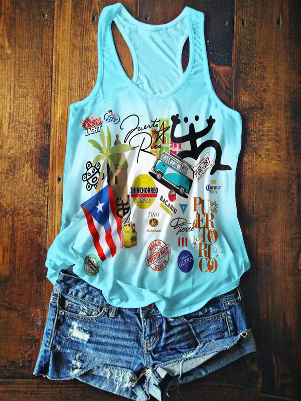Puerto Rican Badbunny Printed Casual Tank Top