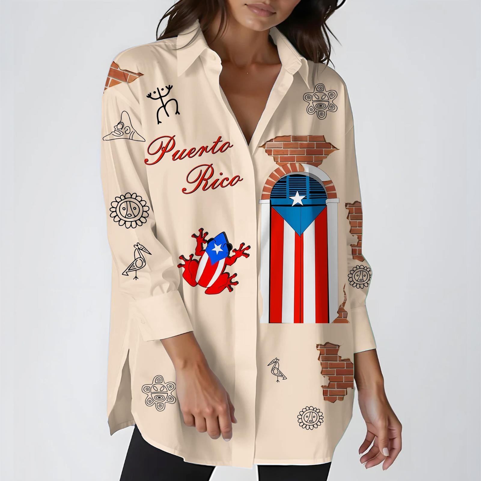 Puerto Rico Women's Printed Casual Shirt