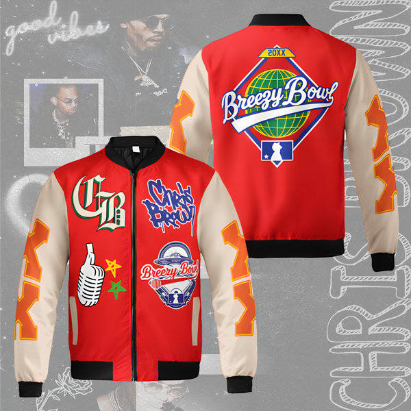 Chris Brown Breezy Bowl XX Tour 2025 Zip-up Baseball Jacket