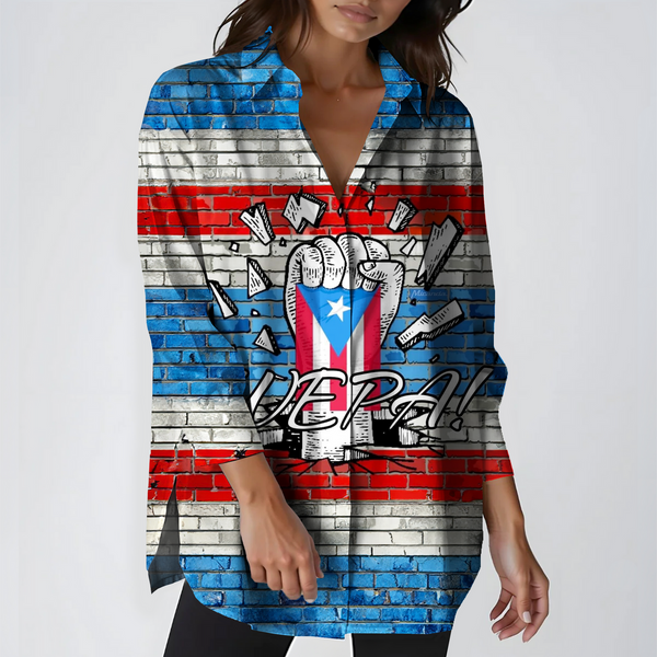 Vintage Puerto Rican WEPA Women's Printed Casual Shirt