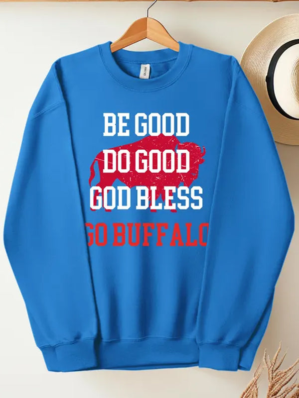 Do Good Deeds God Bless Come On Bill Printed Long Sleeve Casual Top