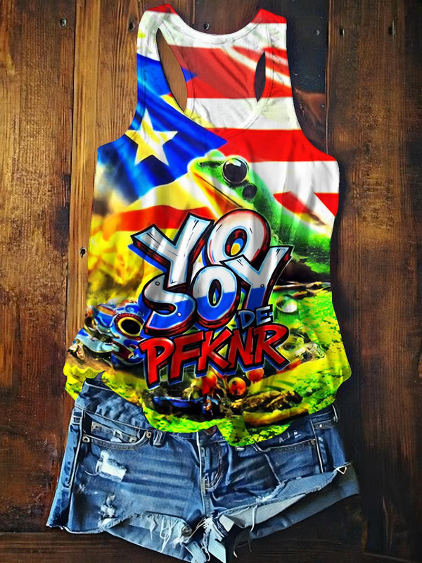 Puerto Rico Print Casual Tank Top
