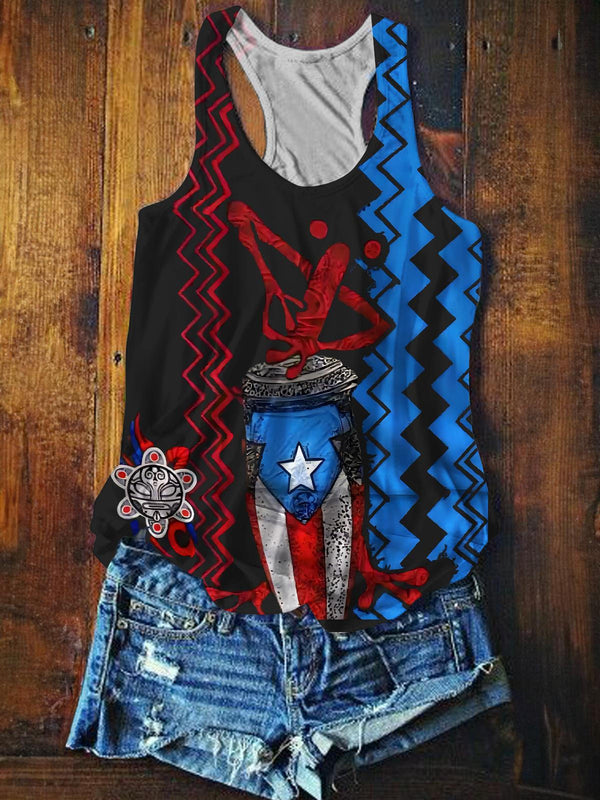 Puerto Rico Printed Casual Tank Top