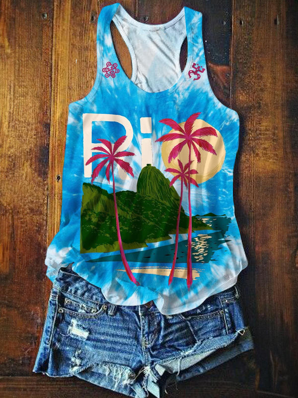Puerto Rico Printed Casual Tank Top