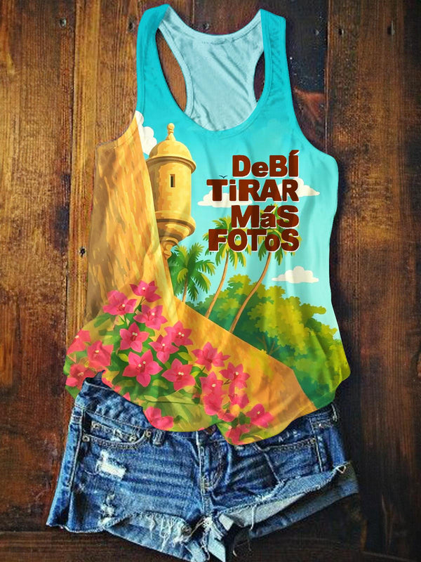 Vintage Puerto Rican Badbunny Printed Casual Tank Top