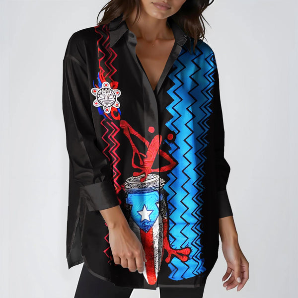 Women's Puerto Rican Print Casual Shirt