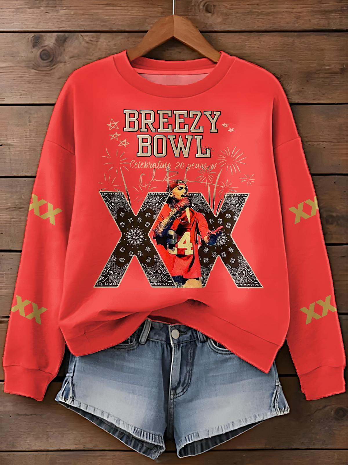 Breezy Bowl XX Tour 2025 Printed Long Sleeve Casual Top