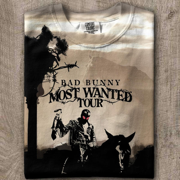 Bad Bunny Art Album Print Crew Neck T-shirt