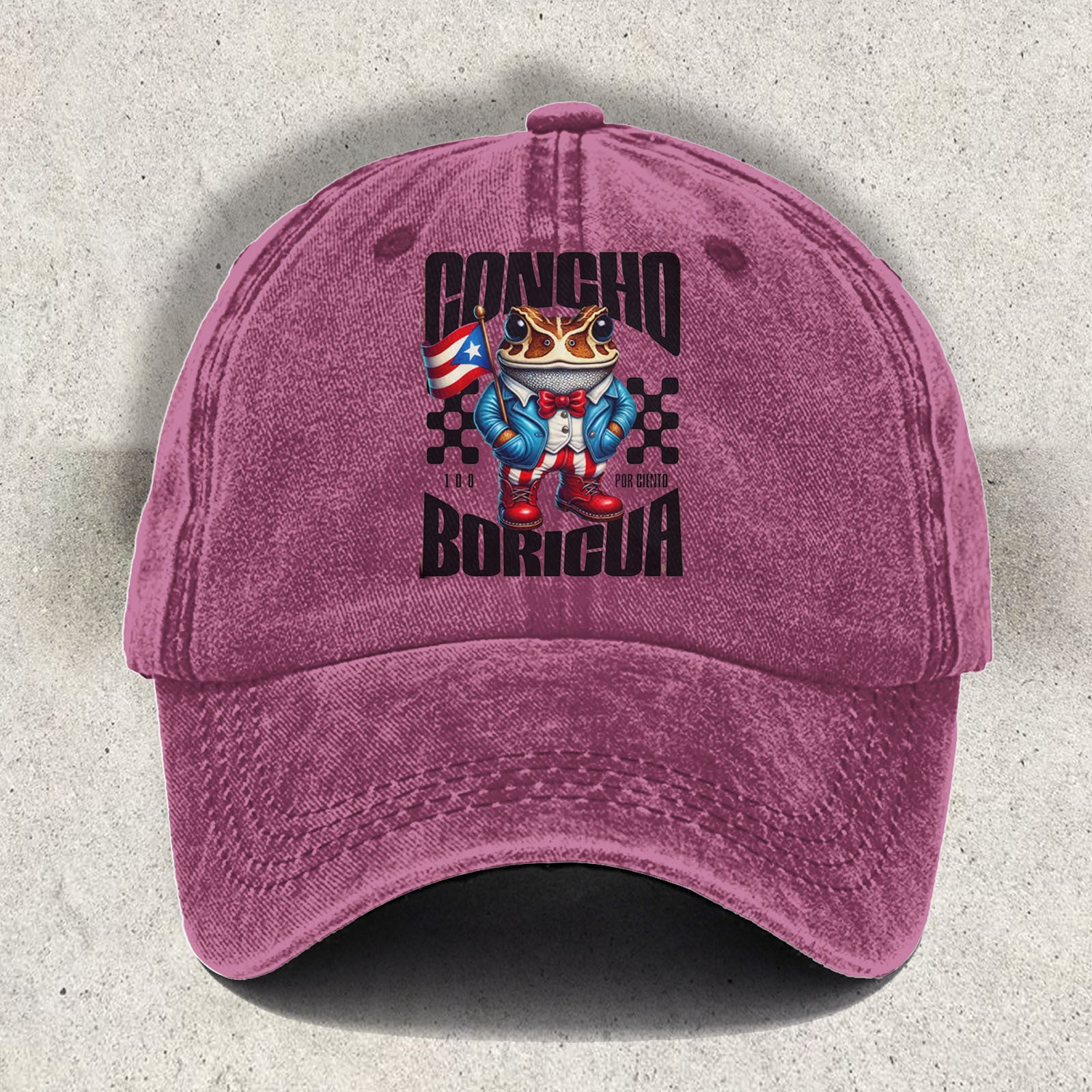 Concho Boricua Bad Bunny Frog Printed Baseball Cap