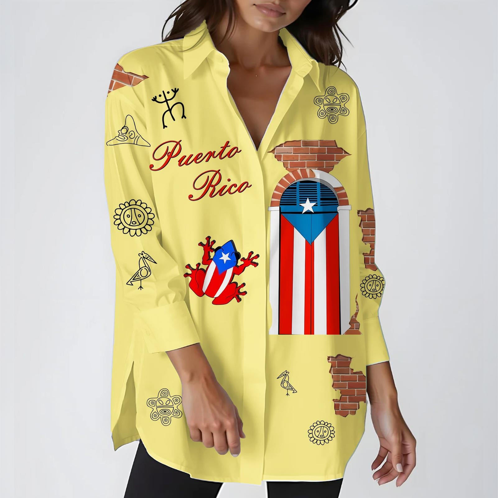 Puerto Rico Women's Printed Casual Shirt