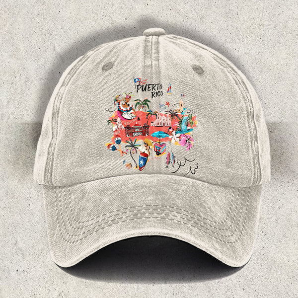 BadBunny Puerto Rico Print Baseball Cap