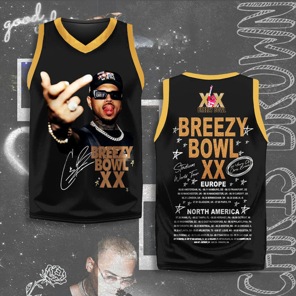 Chris Brown Breezy Bowl XX Tour 2025 Sports V-neck Vest