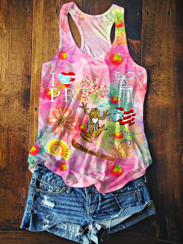 Puerto Rican Printed Casual Tank Top