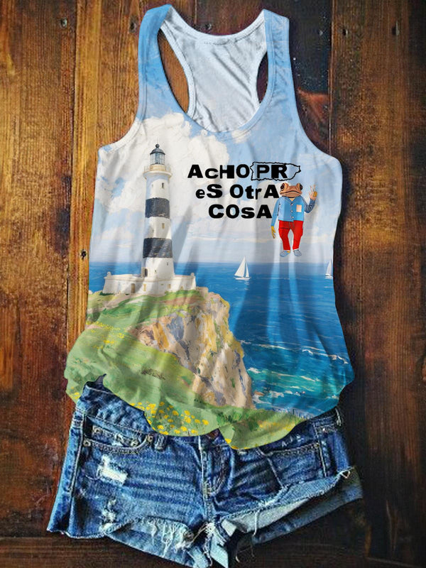 Classic Scenery of Puerto Rico Printed Casual Tank Top