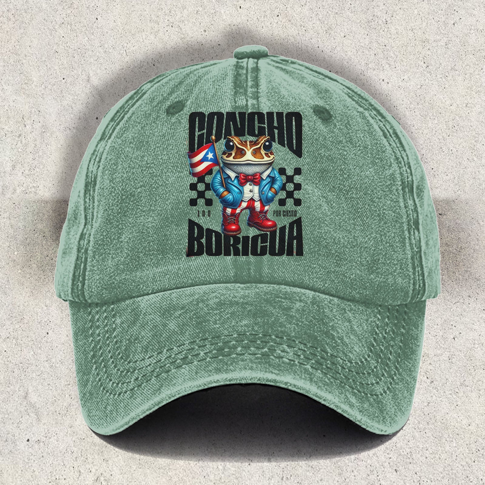 Concho Boricua Bad Bunny Frog Printed Baseball Cap