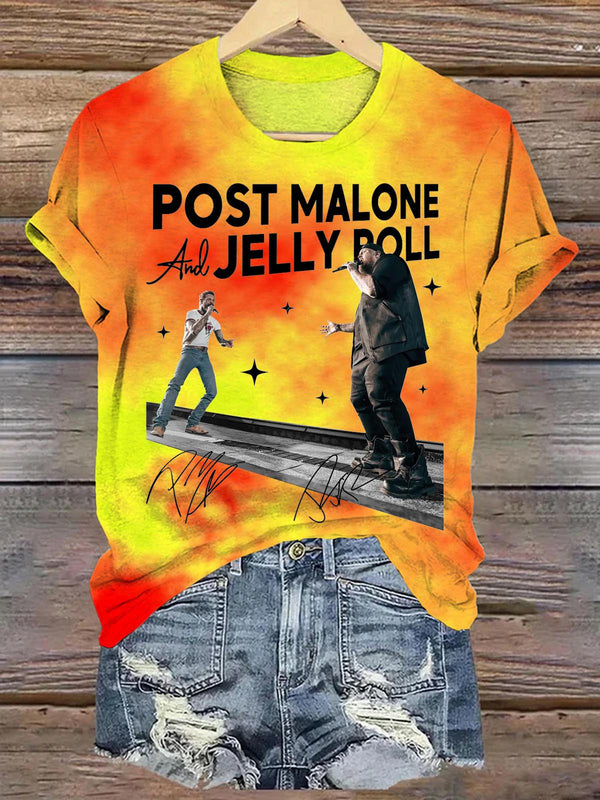 Post Malone Jelly Roll Concert Crew Neck T-shirt