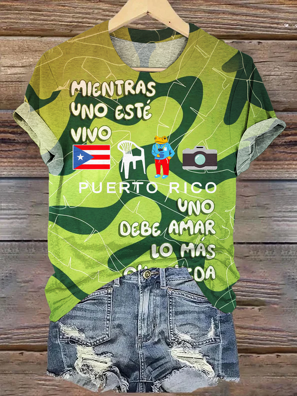 Puerto Rico Frog Crew Neck T-shirt