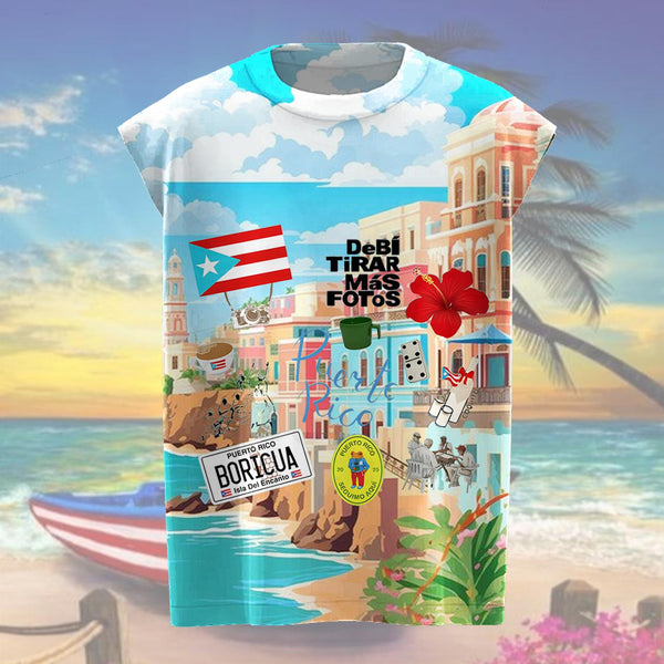 Men's Puerto Rican Print Crew Neck Vest