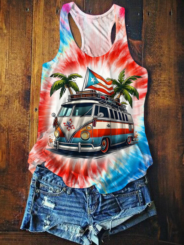 Puerto Rico Printed Casual Tank Top