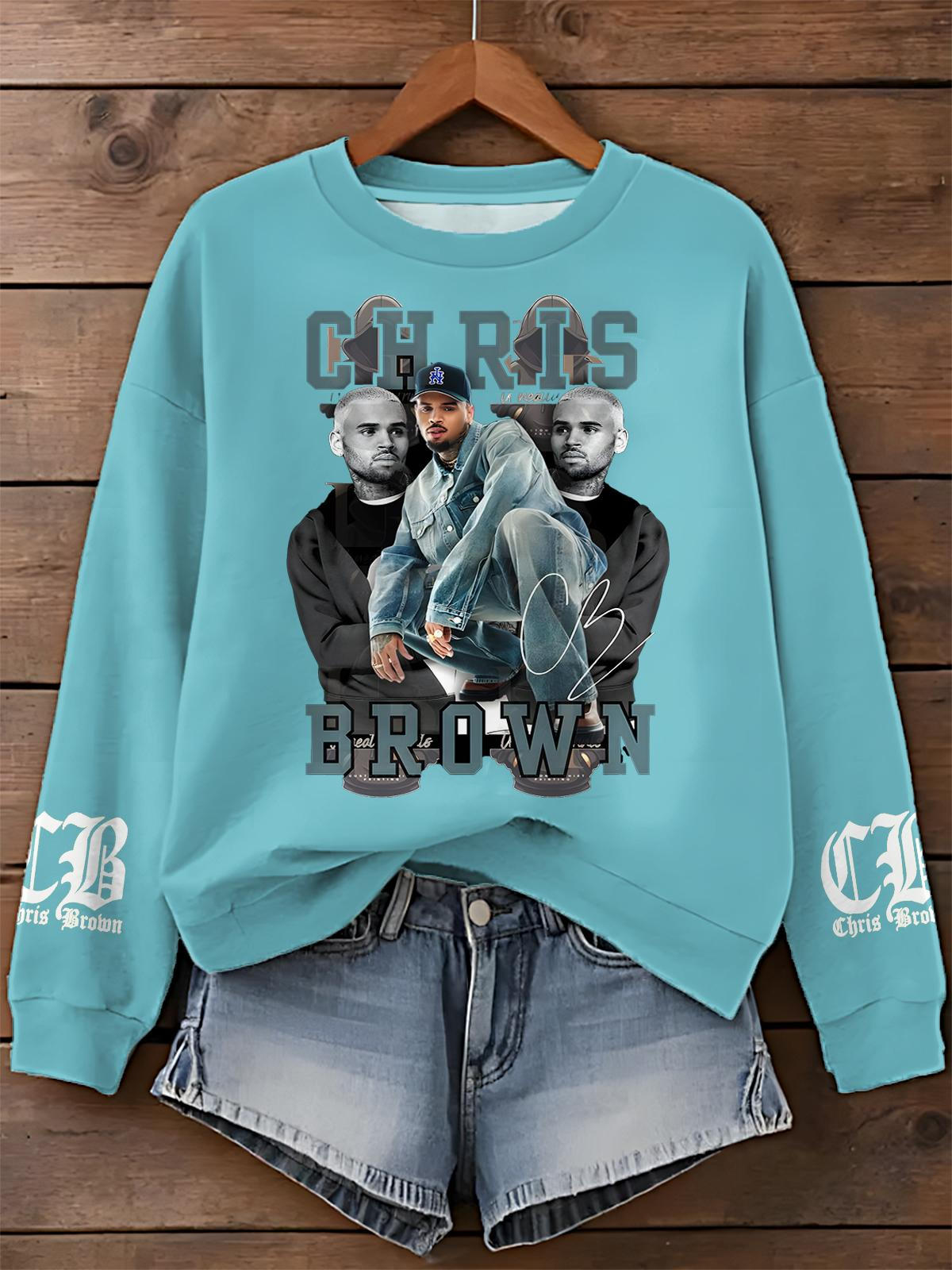 Chris Brown Breezy Bowl Tour Printed Long Sleeve Casual Top