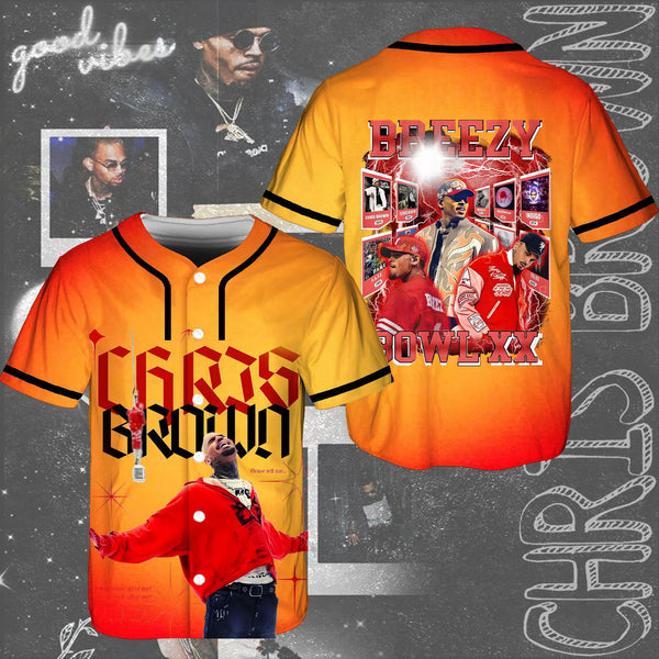 Chris Brown Gradient Fashion Baseball Jersey