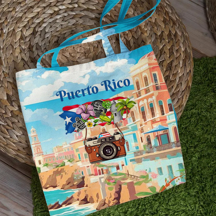 Puerto Rico Shoulder Zipper Canvas Bag（Best Seller）