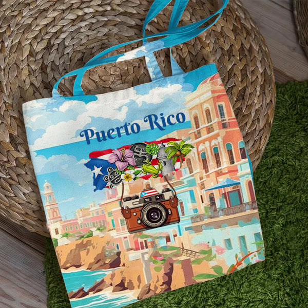 Puerto RicoShoulder Zipper Canvas Bag