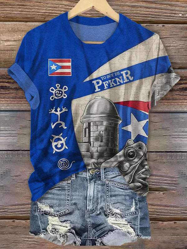 Puerto Rico Creative Print Crew Neck T-shirt