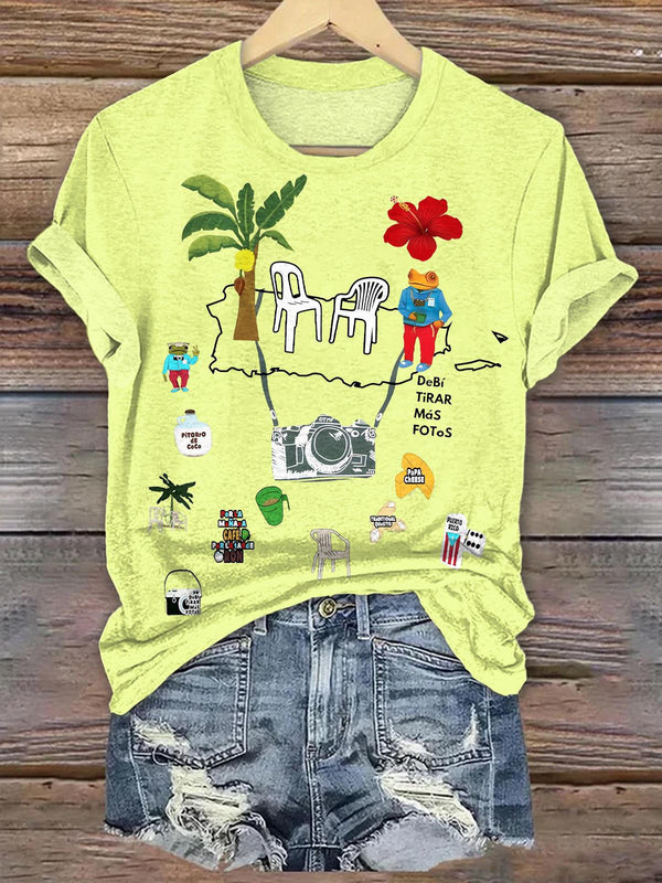 BadBunny Cartoon Crew Neck T-shirt