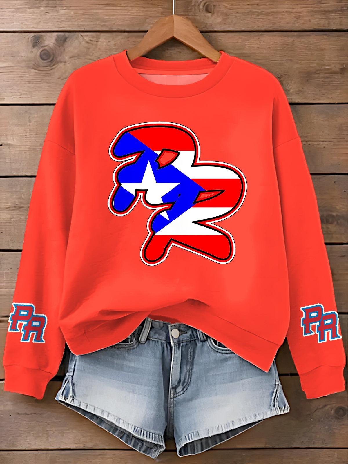 Puerto Rican Print Long Sleeve Casual Top